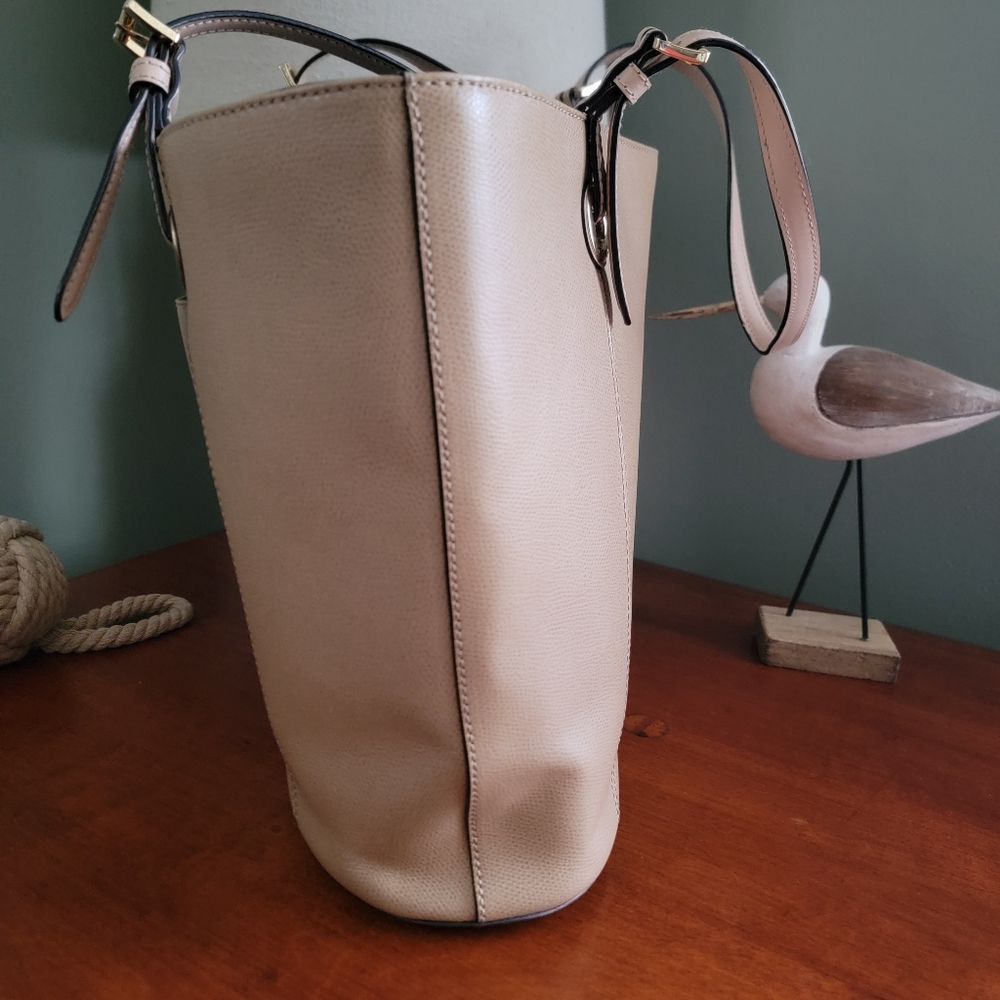 Michael Kors Large Pebbled Leather Tote Beige Taupe Shoulder Bag Purse - Picture 8 of 16